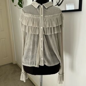 River Island Ruffle + Sparkle Blouse / Size US 12
